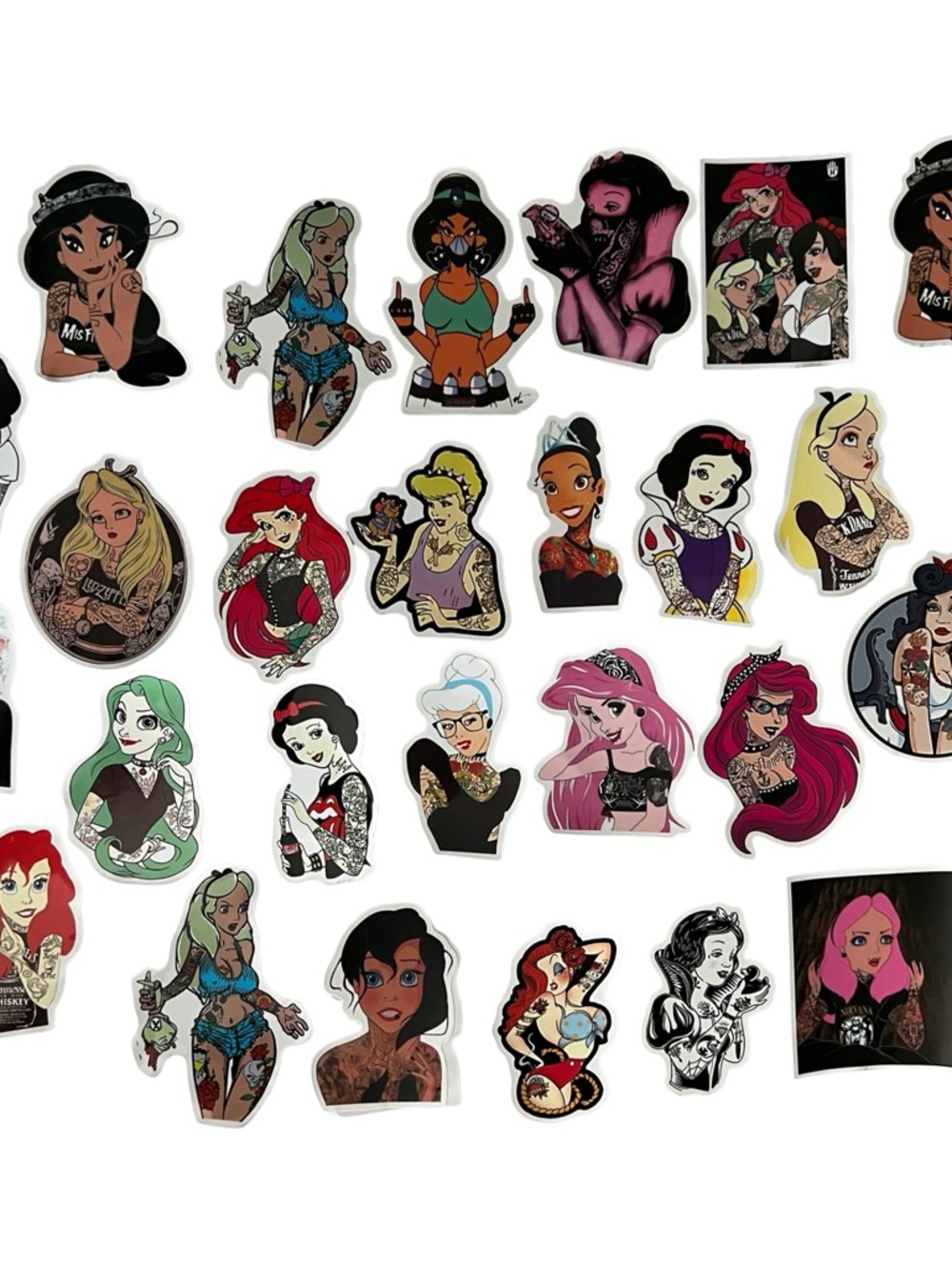 26 pc tattooed princess waterproof vinyl sticker lot